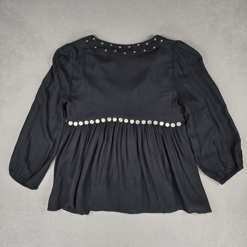 Abercrombie & Fitch Blouse Womens Small Black Boho Embroidered Peasant Top NWT - Picture 12 of 13
